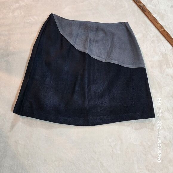 VTG Platinum By Dorothy Schoelen Two Tone Black Grey Mini Skirt Size 12 Made USA - Picture 6 of 8